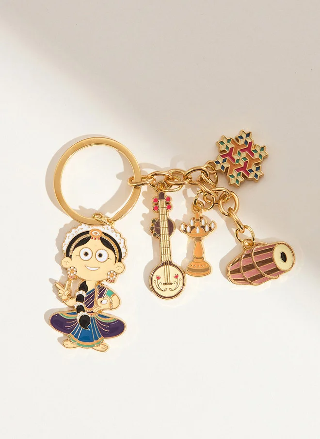 Bharatnatyam Metal Keychain