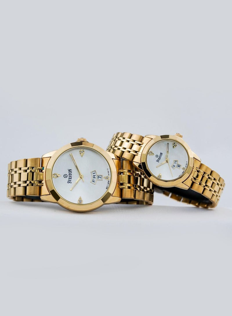 Sveston Analog Quartz Gold Stainless Steel Couple Set Watch SV 7542  - Image 2