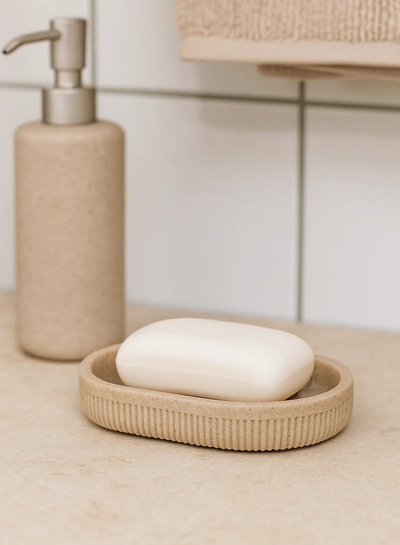 LOFT ONYX Soap Dish Holder,polyresin Bar Soap Dish,Holder for Shower, Bathroom & Kitchen, BEIGEOAP DISH LIN,L13.6XP9.8XH23CMS-174976A - Image 1