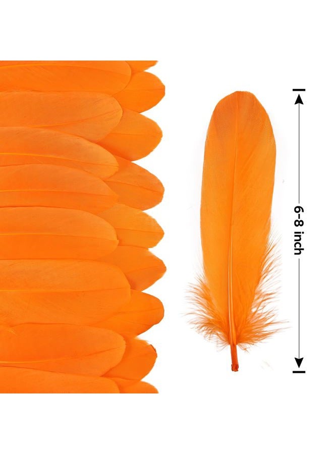 THARAHT 120pcs Orange Goose Feathers Natural Bulk 6-8 inch 15-20cm for Crafts DIY Cosplay Wedding Party Halloween Decoration Goose Nagoire Feathers - Image 2