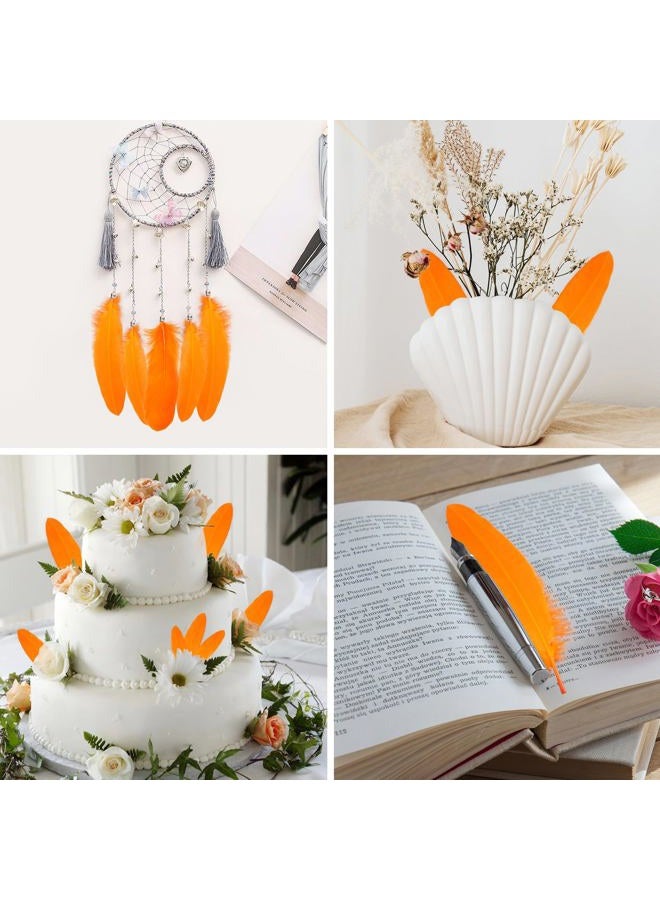 THARAHT 120pcs Orange Goose Feathers Natural Bulk 6-8 inch 15-20cm for Crafts DIY Cosplay Wedding Party Halloween Decoration Goose Nagoire Feathers - Image 5