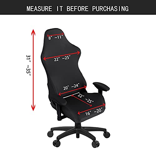 SARAFLORA Gaming Chair Covers Stretch Washable Slipcovers for Armchair, Swivel, Computer Boss Chair (Black, X-Large) - Image 2