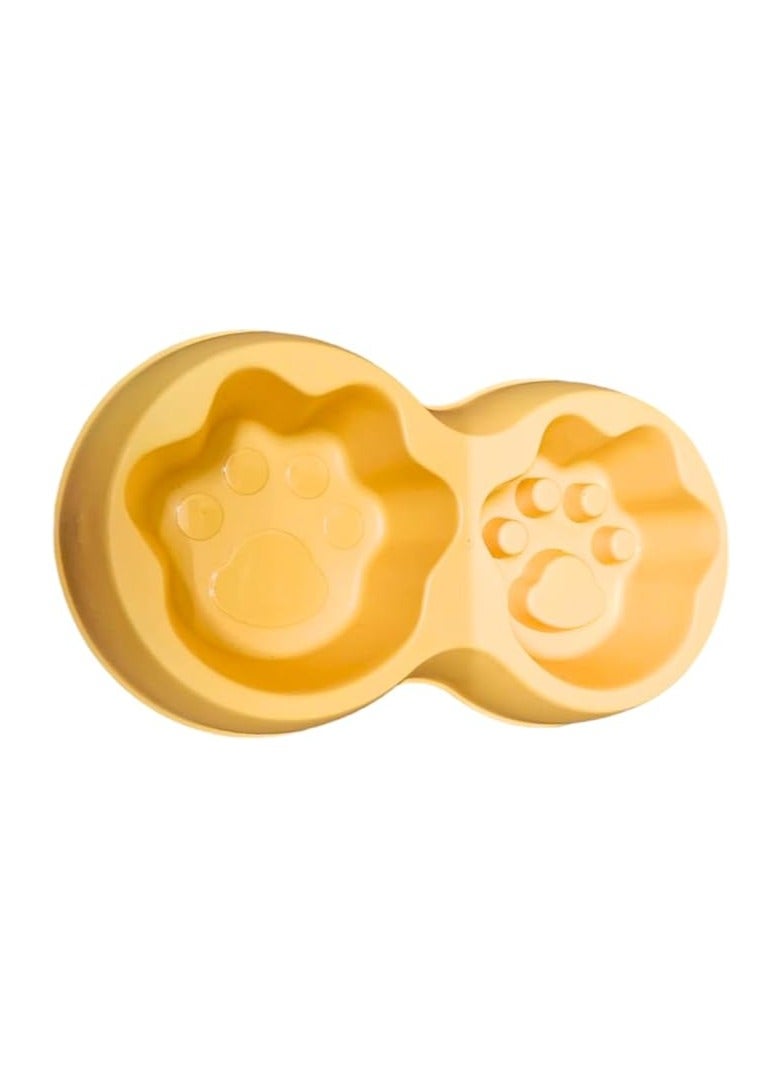 وحدة تغذية بطيئة مزدوجة شديدة التحمل - أوعية طعام ومياه للحيوانات الأليفة - الجراء، مقاس كبير للكلاب والقطط - غير قابلة للانزلاق  مضادة للاختناق - سهلة الاستخدام غير سامة (اصفر - Image 2