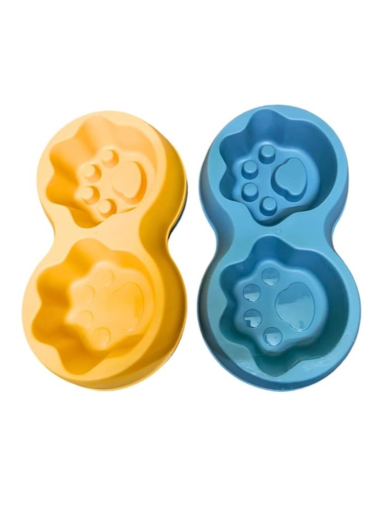 وحدة تغذية بطيئة مزدوجة شديدة التحمل - أوعية طعام ومياه للحيوانات الأليفة - الجراء، مقاس كبير للكلاب والقطط - غير قابلة للانزلاق  مضادة للاختناق - سهلة الاستخدام غير سامة (اصفر - Image 4