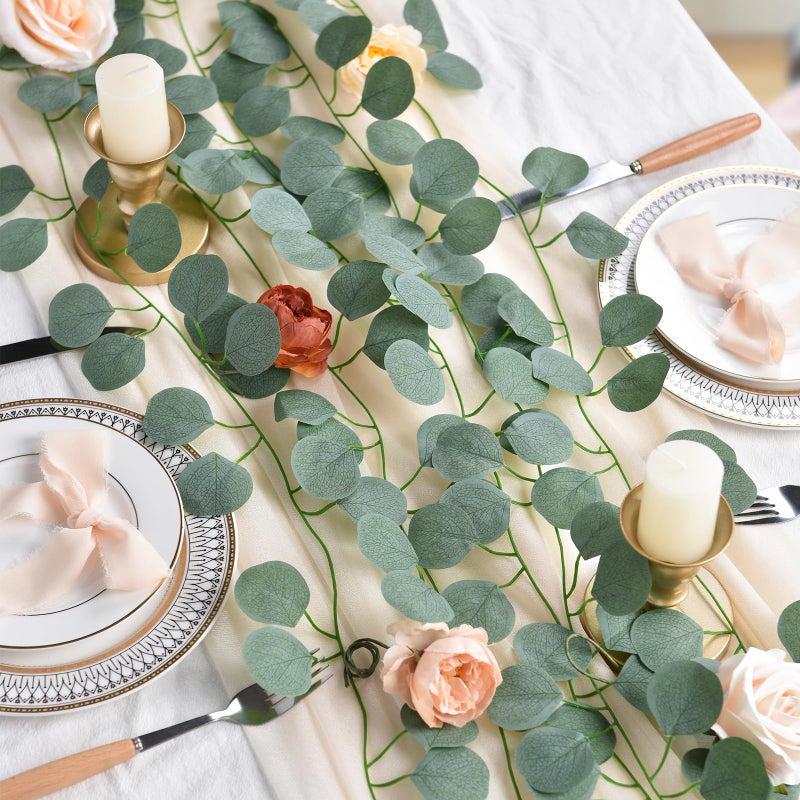 DearHouse 86 Feet 12 Strands Artificial Eucalyptus Leaf Plants Vine Hanging Eucalyptus Garland for Home Kitchen Office Wedding Wall Decor - Image 4
