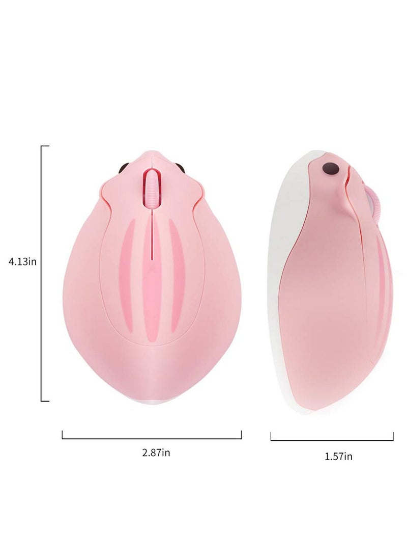 كابتن تيك Wireless Mouse Cute Hamster Shaped Computer 1200DPI Less Noice Portable USB Cordless for PC Laptop Notebook MacBook Kids Girl Gift (Pink) - Image 1