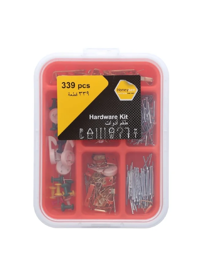 HoneyBee 339-Piece Rust Resistant Durable Hardware Kit in Storage Box Multicolour 20.6 x 4.3 x 14.1 cm AS6980-008