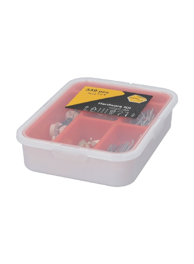 HONEYBEE 339-Piece Rust Resistant Durable Hardware Kit in Storage Box Multicolour 20.6 x 4.3 x 14.1 cm AS6980-008  - Image 3