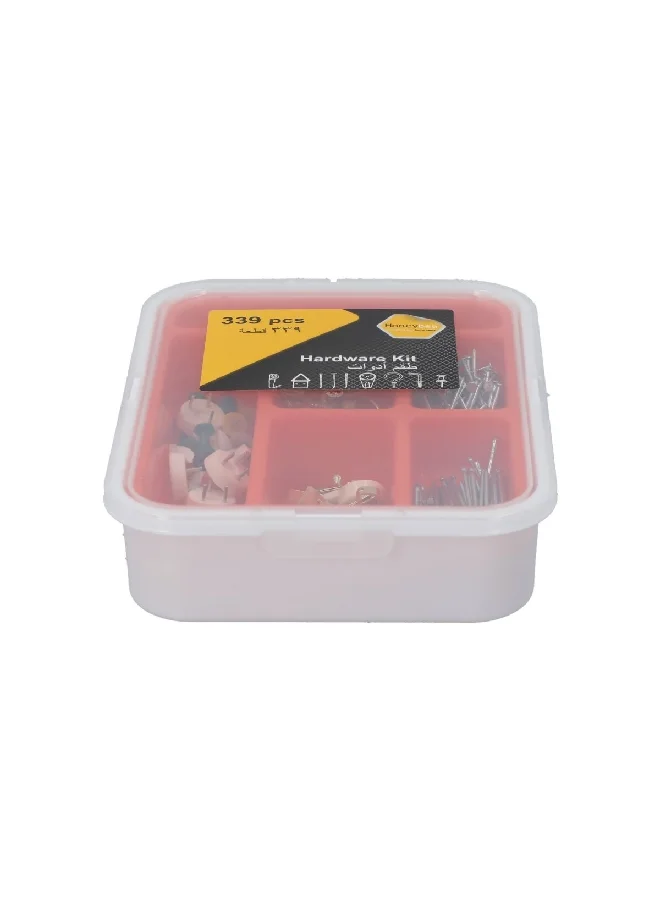 HoneyBee 339-Piece Rust Resistant Durable Hardware Kit in Storage Box Multicolour 20.6 x 4.3 x 14.1 cm AS6980-008