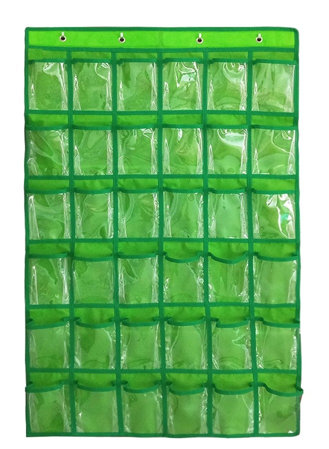 ANIZER Over Door Hanging Closet Underwear Sock Storage Cell Phone Jewelry Organizer Clear Pockets (GREEN, 36 POCKETS) - Image 1