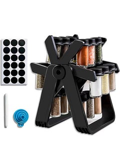 Tiokkss Rotating Spice Rack Organizer with 18 Glass Spice Jars, Spice Jar Set with 360 Degree Rotating Spice Jars, Wheel-shaped Spice Bottle Set  - Image 1