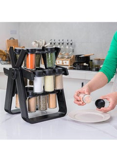 Tiokkss Rotating Spice Rack Organizer with 18 Glass Spice Jars, Spice Jar Set with 360 Degree Rotating Spice Jars, Wheel-shaped Spice Bottle Set  - Image 2