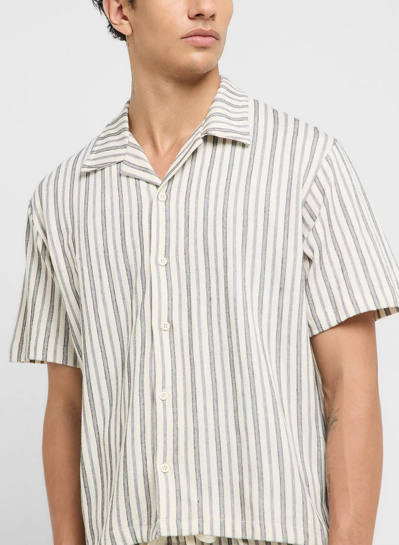 JACK & JONES beige Stripe Regular Fit Shirt for Men | Best Price UAE