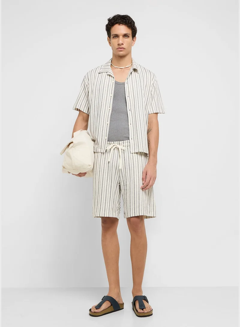 JACK & JONES beige Stripe Regular Fit Shirt for Men | Best Price UAE