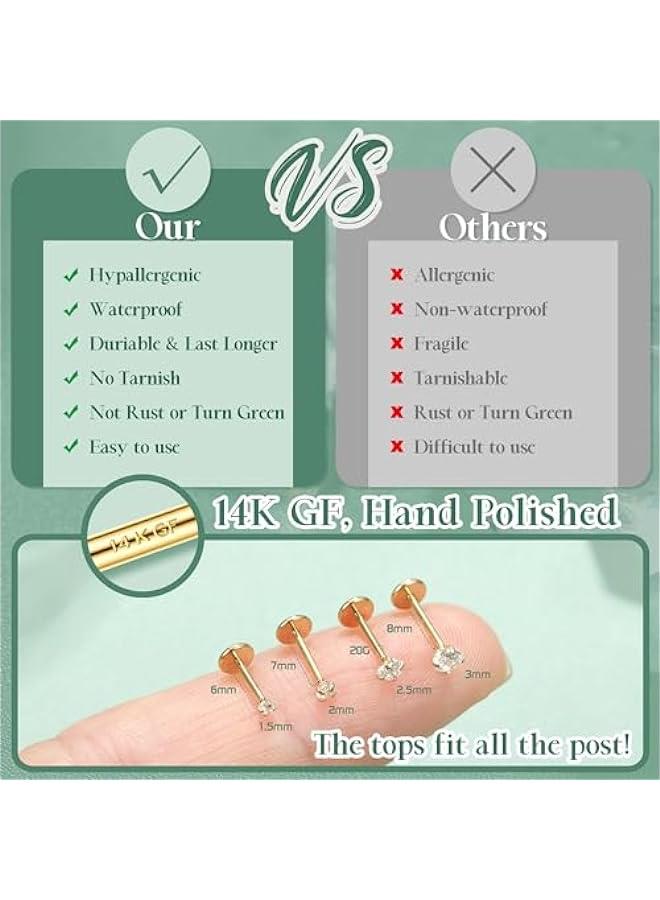 Threadless Nose Stud  Nose Rings for Women and Men 316L Medical Steel Lip Studs Lip Rings Push-In Flat Back Earrings  Nose Nostril Tragus Helix Piercing Jewelry Hypoallergenic - Image 3