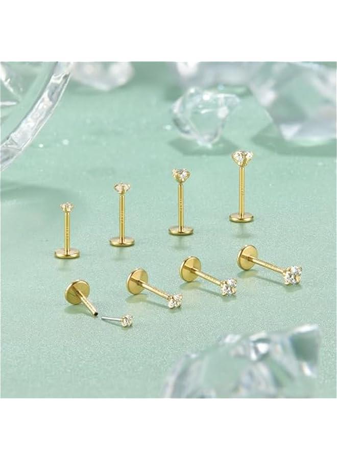 Threadless Nose Stud  Nose Rings for Women and Men 316L Medical Steel Lip Studs Lip Rings Push-In Flat Back Earrings  Nose Nostril Tragus Helix Piercing Jewelry Hypoallergenic - Image 4
