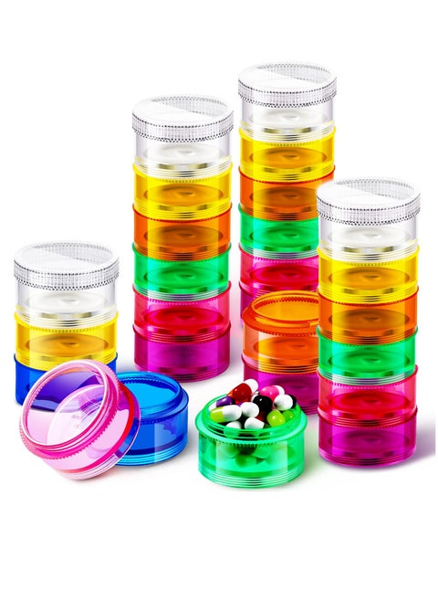 4 Pieces 7 Day Stackable Pill Organizer Case, Vitamin Holder Organizer 7 Day Weekly Travel Container with Lids, Daily Pill Container for Pills, Vitamin, Fish Oil, Supplements