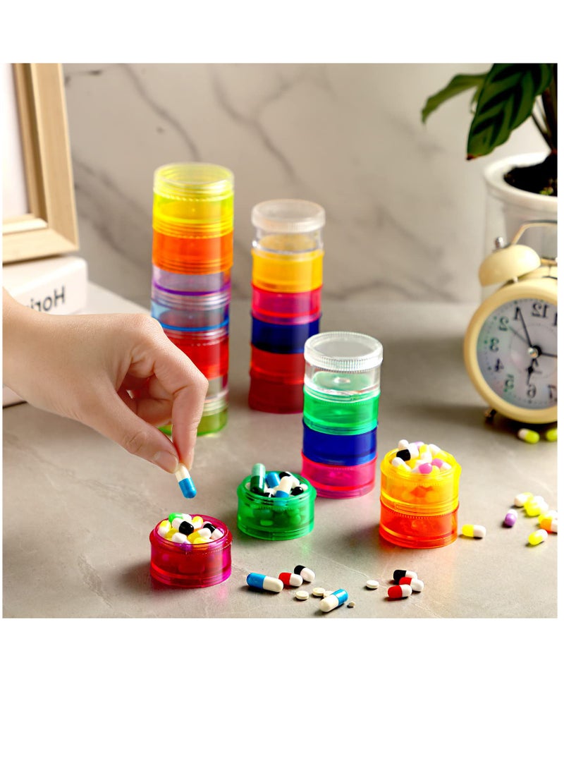 Excefore - 4 Pieces 7 Day Stackable Pill Organizer Case, Vitamin Holder Organizer 7 Day Weekly Travel Container with Lids, Daily Pill Container for Pills, Vitamin, Fish Oil, Supplements - Image 1