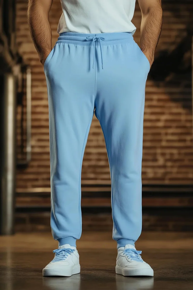 NOBERO  Powder Blue Joggers for Men for Men | Best Price UAE