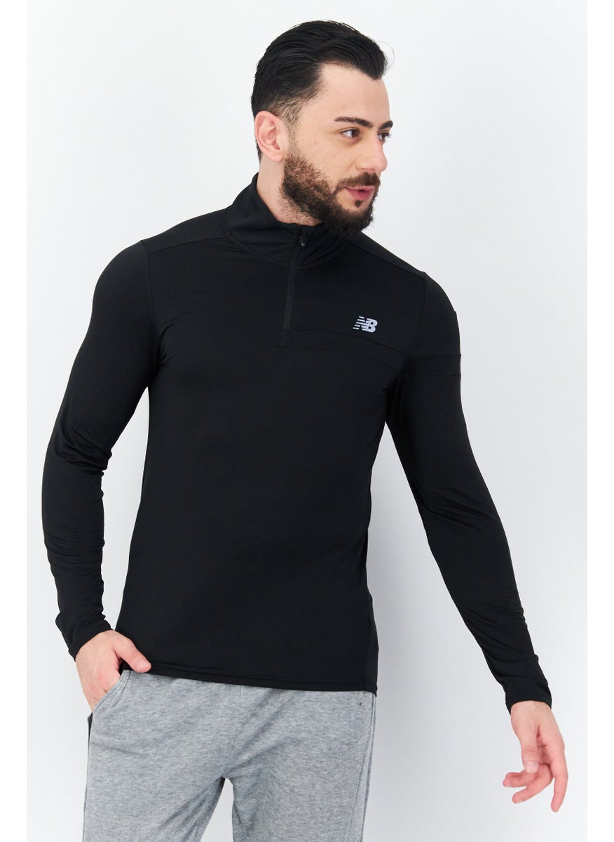 New Balance Men Sportswear Fit High Neck Long Sleeves Running Sweatshirt, Black  - Image 1