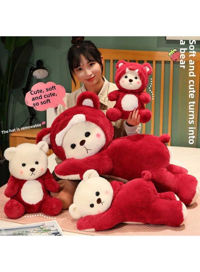 Strawberry Bear Doll Bear Cloth Doll Lina Plush Toy Teddy Bear Doll Birthday Gift Sleeping Pillow Female-Specifications:Dabby Powder-Color:80cm  - Image 2