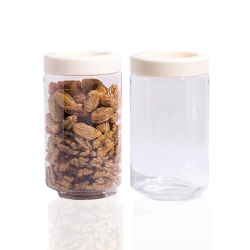 SCL Steelo Steelo Stack & Lock Plastic Kitchen Storage Round Container Set - Air Tight, Fridge safe, US FDA Approved, PET Food Grade Heavy Duty Material, BPA Free (Clear, 1000 ml, Pack of 2) - Image 1