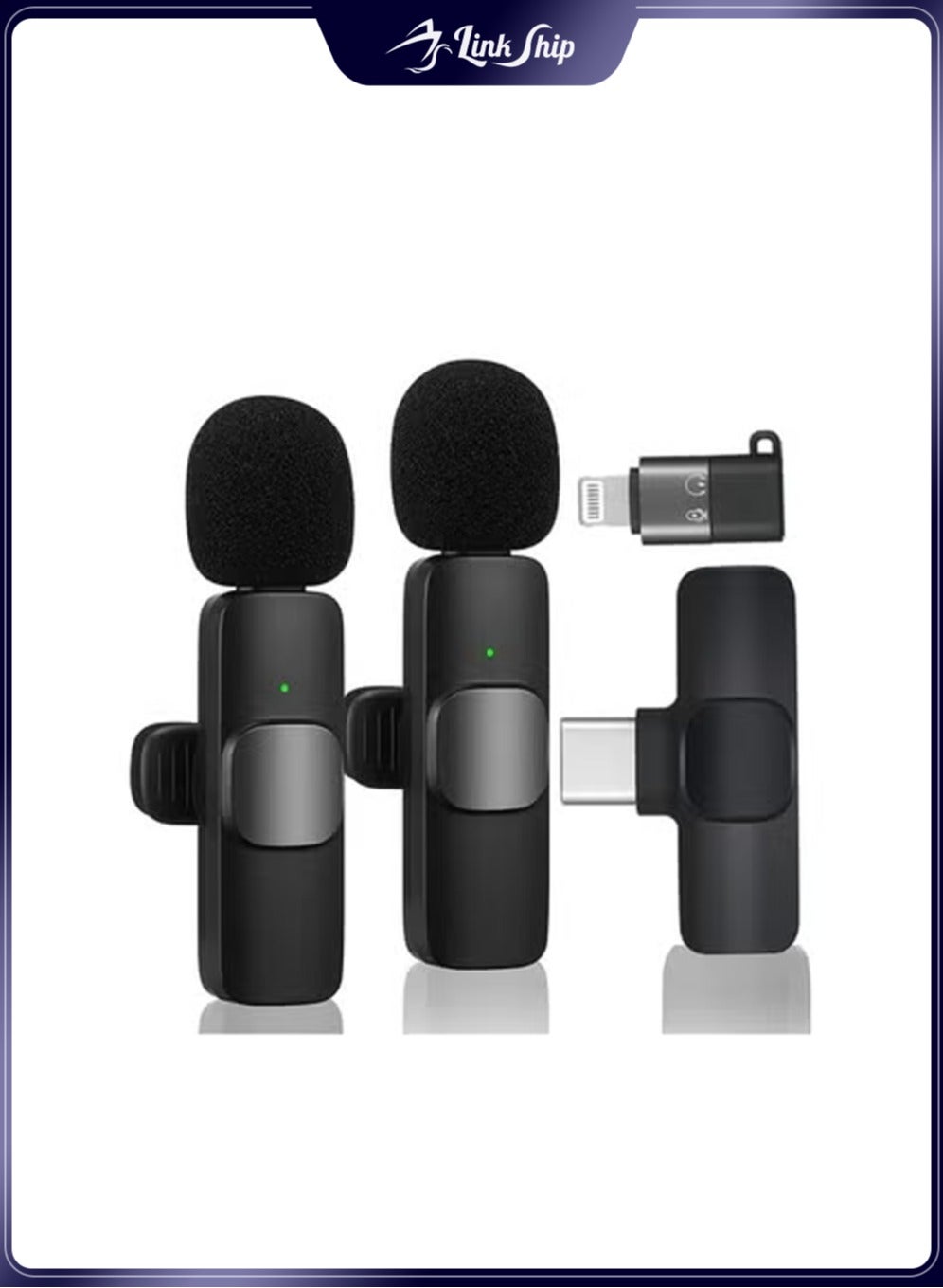 Wireless Lavalier Microphone for Type-C Phone- Plug-Play Wireless Mic with 2 Microphone for USB-C Android Phone and iPhone Video Recording- Interview- Vlog- Auto Sync and Noise Reduction- 2.4 GHZ