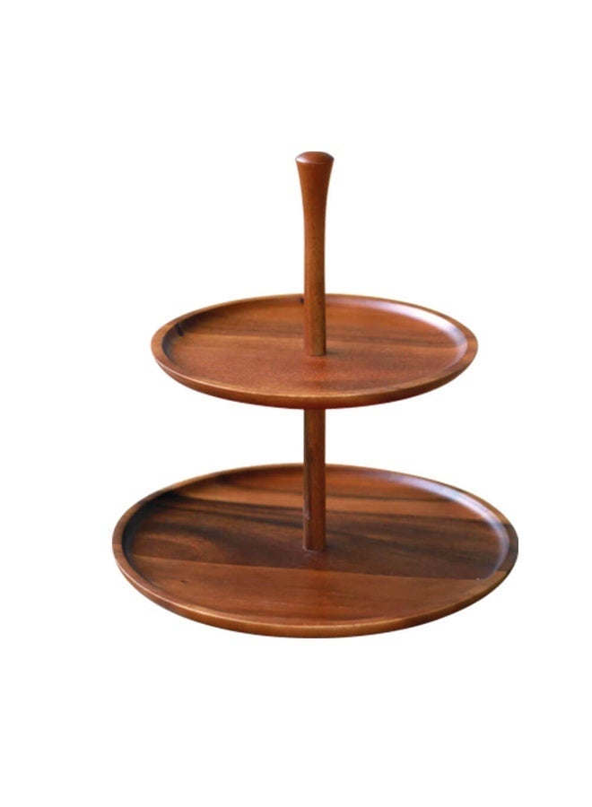SOFIA REFRIGERATION Acacia Round Wooden Cake Stand, Cake Display, Cupcake Stand, 2 Tier Stand for Cupcakes, Desserts, Pastry (33 x 33 x 37 cm) - Image 3