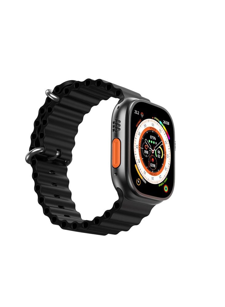 Modio MC 78 Smart Watch Ultra 49mm with 7 Set Strap and Wireless Charger for Men's and Women's Black - Image 1