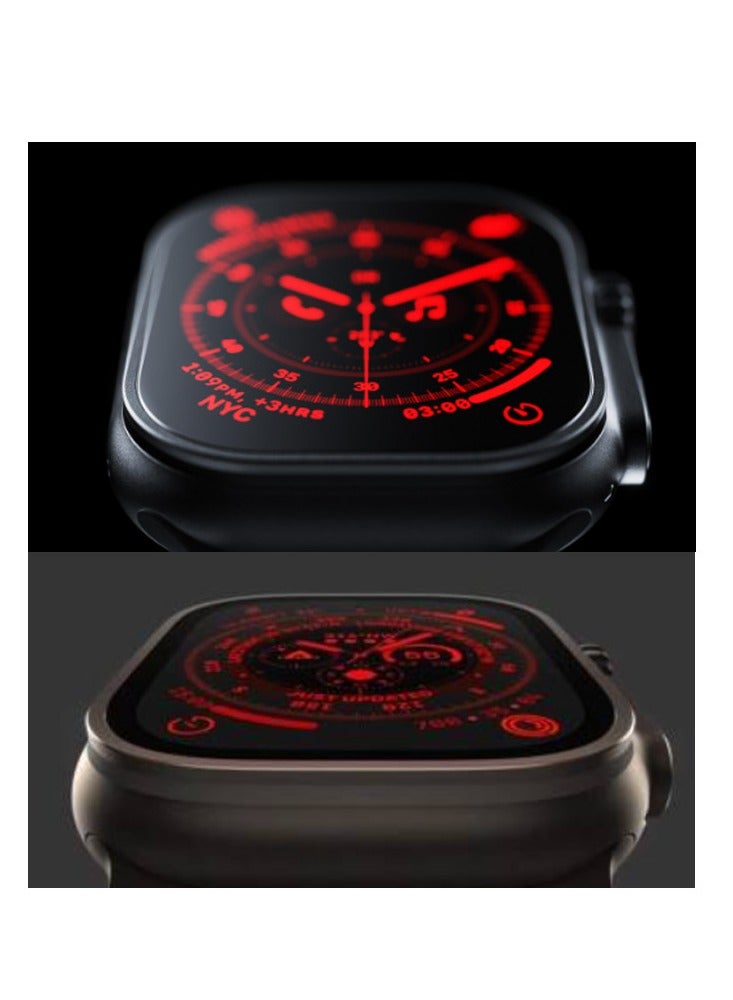 Modio MC 78 Smart Watch Ultra 49mm with 7 Set Strap and Wireless Charger for Men's and Women's Black - Image 5