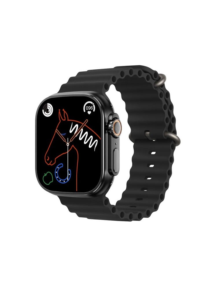 Modio MC 78 Smart Watch Ultra 49mm with 7 Set Strap and Wireless Charger for Men's and Women's Black - Image 3