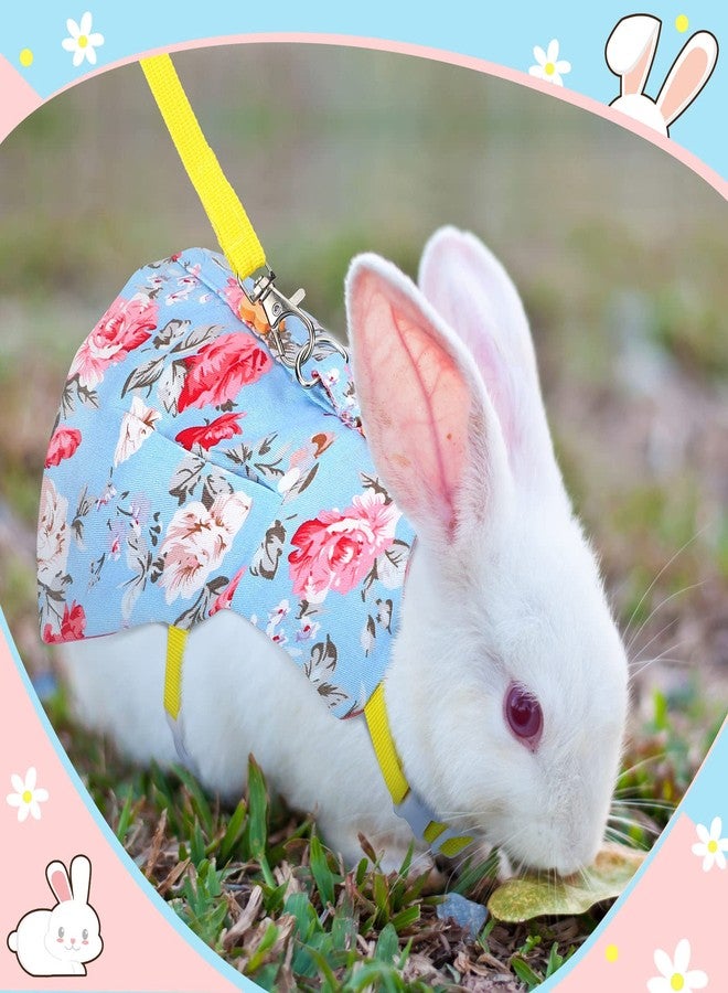 Weewooday 3 Sets Christmas Rabbit Bunny Harness and Leash Gift, Cute Bunny Clothes for Rabbits Dress Costume Walking Harness Escape Proof Pet Supply for Hedgehog Ferret Squirrel(Pink Flower, Blue Flower, Daisy) - Image 5