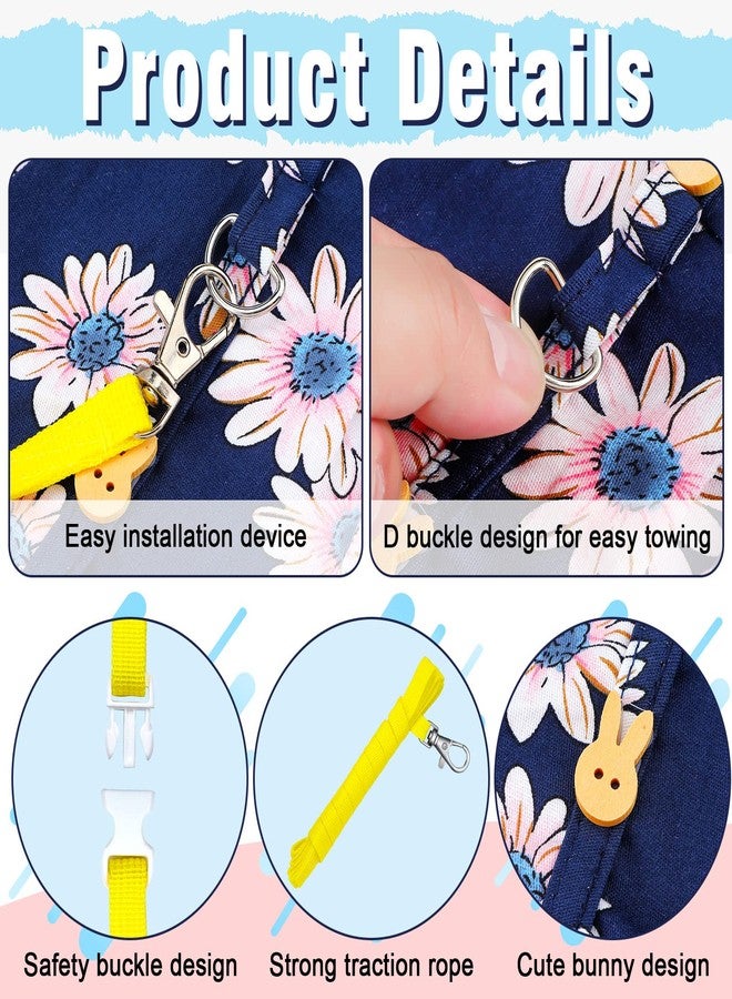 Weewooday 3 Sets Christmas Rabbit Bunny Harness and Leash Gift, Cute Bunny Clothes for Rabbits Dress Costume Walking Harness Escape Proof Pet Supply for Hedgehog Ferret Squirrel(Pink Flower, Blue Flower, Daisy) - Image 3