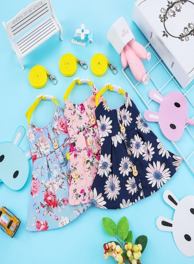 Weewooday 3 Sets Christmas Rabbit Bunny Harness and Leash Gift, Cute Bunny Clothes for Rabbits Dress Costume Walking Harness Escape Proof Pet Supply for Hedgehog Ferret Squirrel(Pink Flower, Blue Flower, Daisy) - Image 4