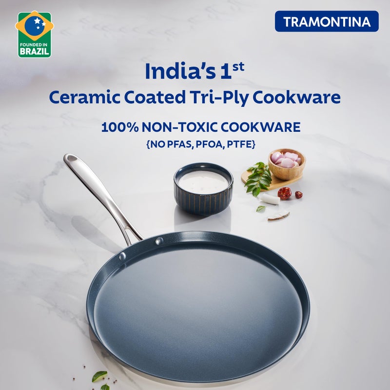 TRAMONTINA TRAMONTINA Fusao Healthy Triply Ceramic 30cm Dosa Tawa 4mm Thick | Uttapam Tawa |Roti Tawa |Parantha | Induction Friendly |Stay Cool Handle I 10 Year Warranty* by Brand - Image 2