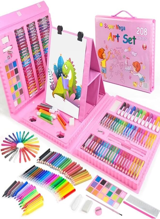 Generic Drawing Kit 208PCS Deluxe Colouring Art Set for Kids 6-12 Drawing & Painting Set with Watercolour Drawing Colouring Pencils for Children Kid Girls Boys 