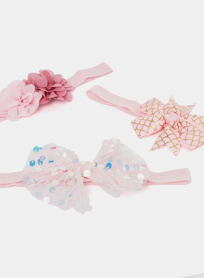 Styli Set of 3 - Floral Applique Embellished Bow Headband