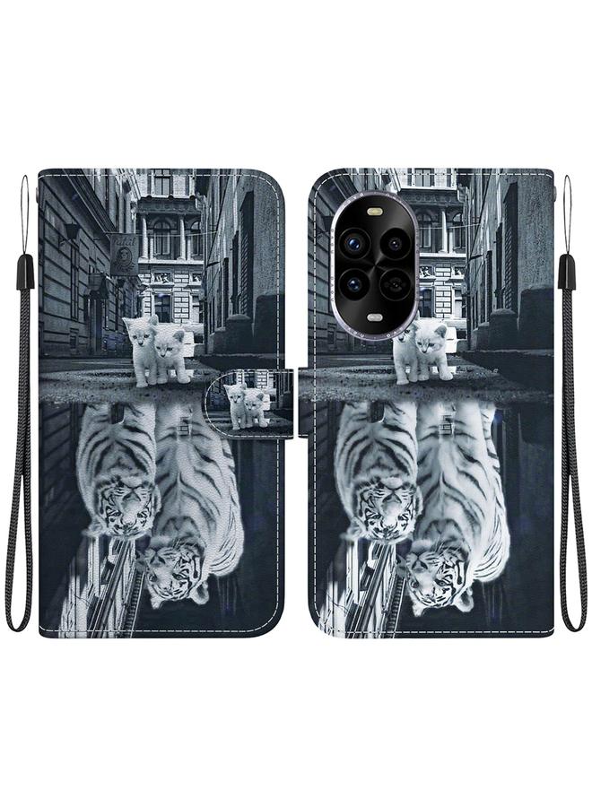 Zaboon For Huawei nova 13 Pro Crystal Texture Colored Drawing Leather Phone Case(Cat Tiger Reflection) 