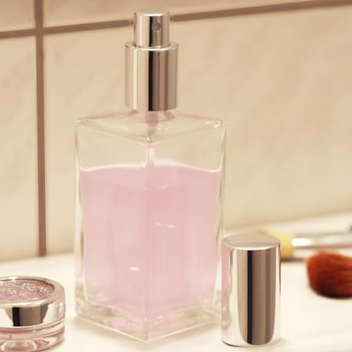 Fantasia 46192 Square Bottle Clear Glass with Spray Pump and Cap for 100 ml Silver - Image 4