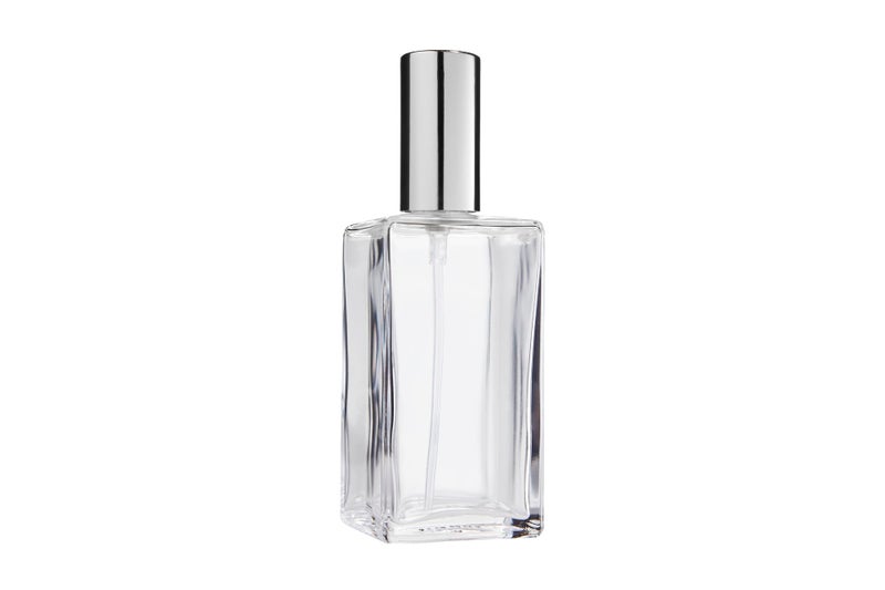 Fantasia 46192 Square Bottle Clear Glass with Spray Pump and Cap for 100 ml Silver - Image 2