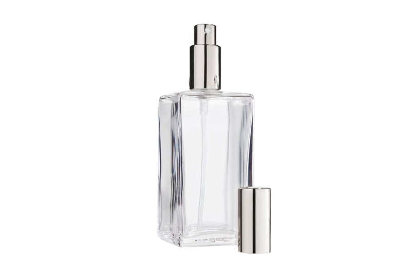 Fantasia 46192 Square Bottle Clear Glass with Spray Pump and Cap for 100 ml Silver - Image 5