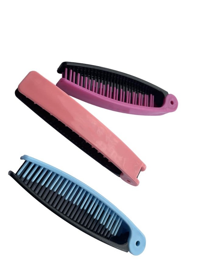AKADO Travel Pocket Comb, Double Headed Pocket Hair Comb 2 in 1 Plastic Double Headed Travel Portable Folding Hair Brush Comb for Women's and Men's - 3pc, Multicolor. - Image 3