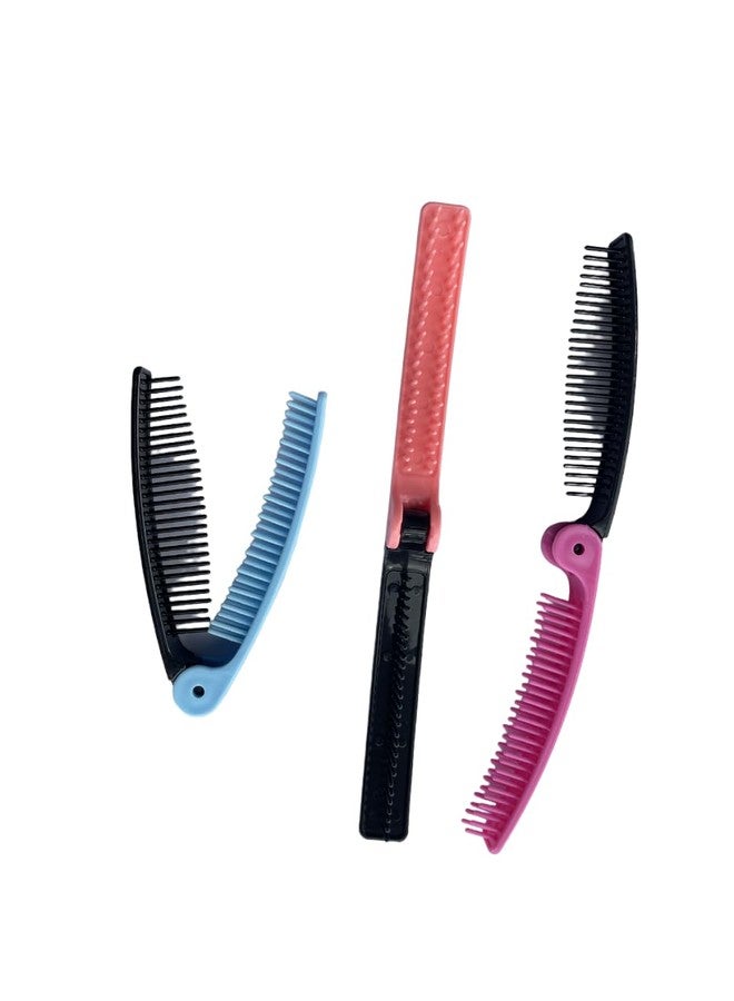 AKADO Travel Pocket Comb, Double Headed Pocket Hair Comb 2 in 1 Plastic Double Headed Travel Portable Folding Hair Brush Comb for Women's and Men's - 3pc, Multicolor. - Image 2