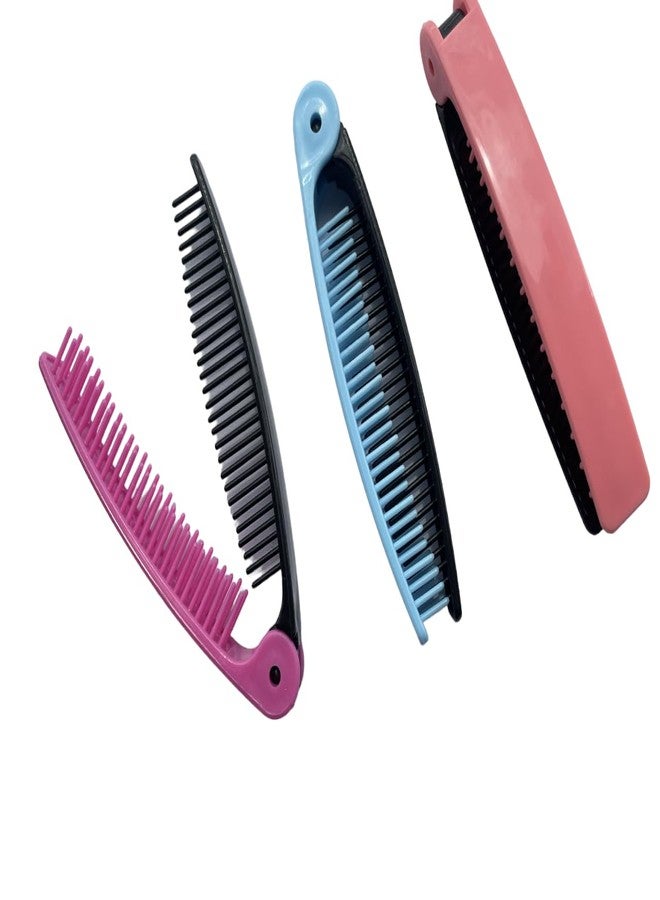 AKADO Travel Pocket Comb, Double Headed Pocket Hair Comb 2 in 1 Plastic Double Headed Travel Portable Folding Hair Brush Comb for Women's and Men's - 3pc, Multicolor. - Image 1