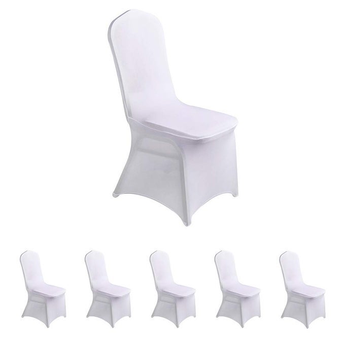 6PCS SPANDEX CHAIR COVER STRETCH SLIPCOVERS FOR WEDDING PARTY DINING BANQUET CHAIR DECORATION COVERS WHITE 6