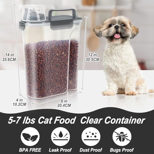 LEAWALK 5-7Lbs Dog Cat Food Storage Container with Upgraded Large Nozzle BPA-free, 4 Snap Seals Plastic Pet Food Storage Containers with Handles (Clear Black, 5L-1pack) - Image 4