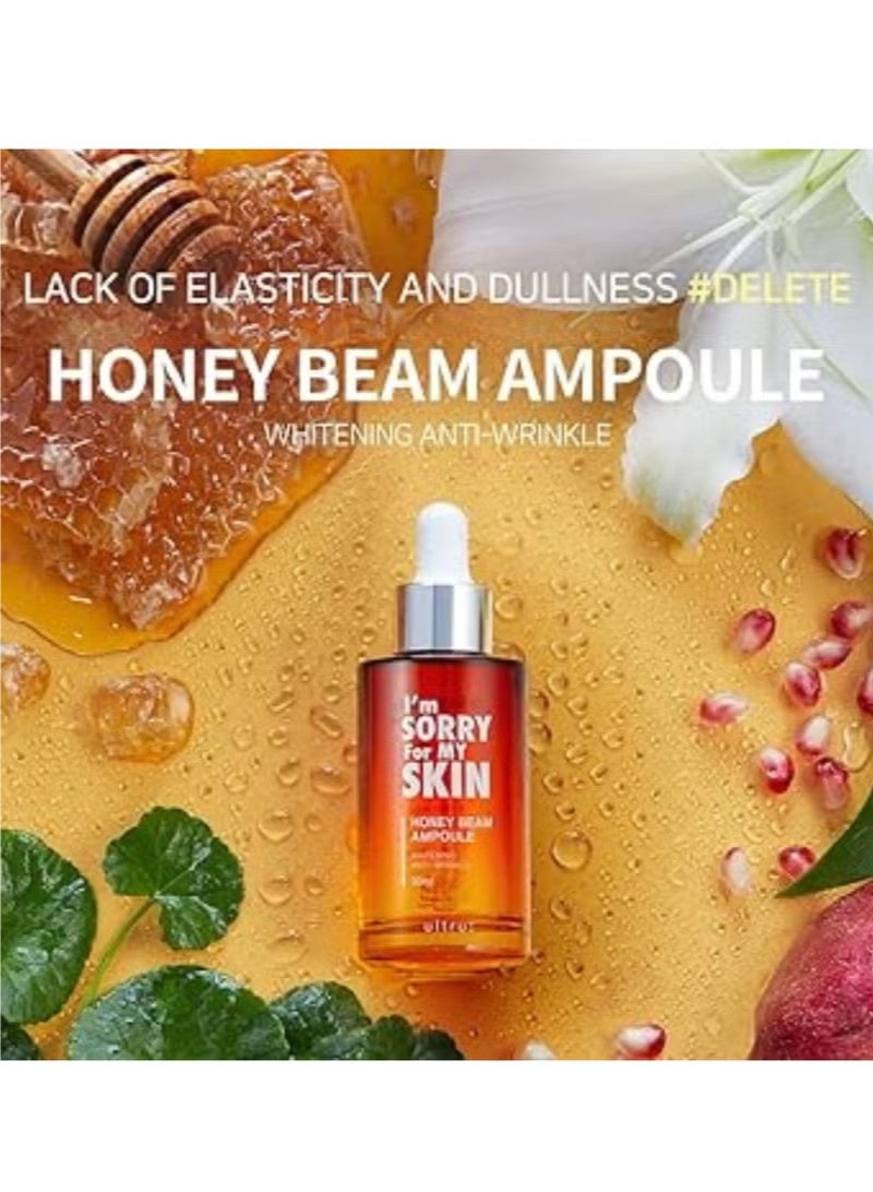 I'm Sorry For My Skin Honey Beam Ampoule 30ml – Korean Skincare Anti-Aging Serum with Whitening and Wrinkle-Reducing Effects – Contains 10,000ppm Royal Jelly Honey Extract - Image 3