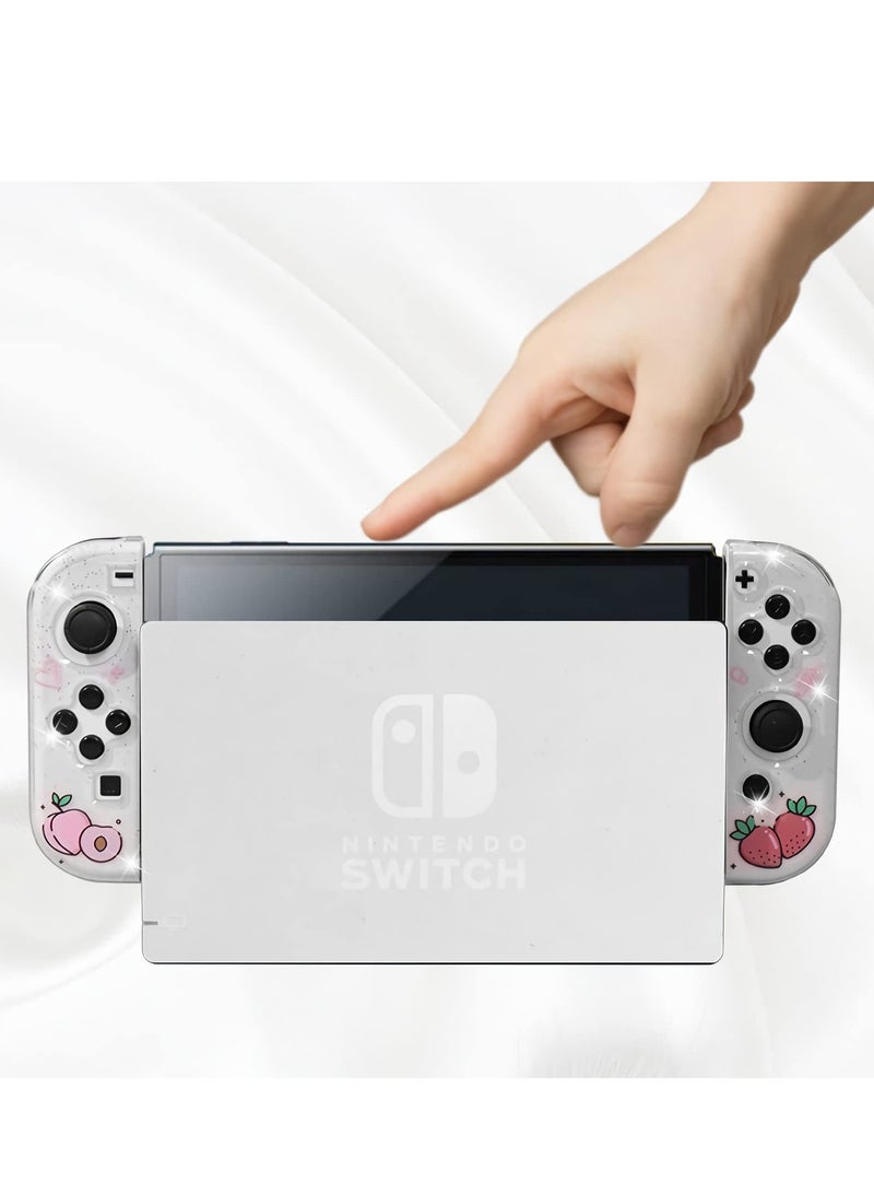 KASTWAVE Protective Case for Nintendo Switch OLED, Cute Peach Crystal Hard Shell TPU cover with shock-absorption Anti-Scratch Anti-Slip Skin Grip Cover (Peach) - Image 2