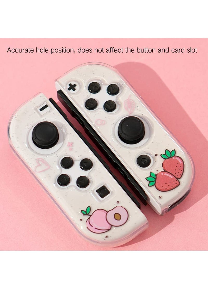 KASTWAVE Protective Case for Nintendo Switch OLED, Cute Peach Crystal Hard Shell TPU cover with shock-absorption Anti-Scratch Anti-Slip Skin Grip Cover (Peach) - Image 4