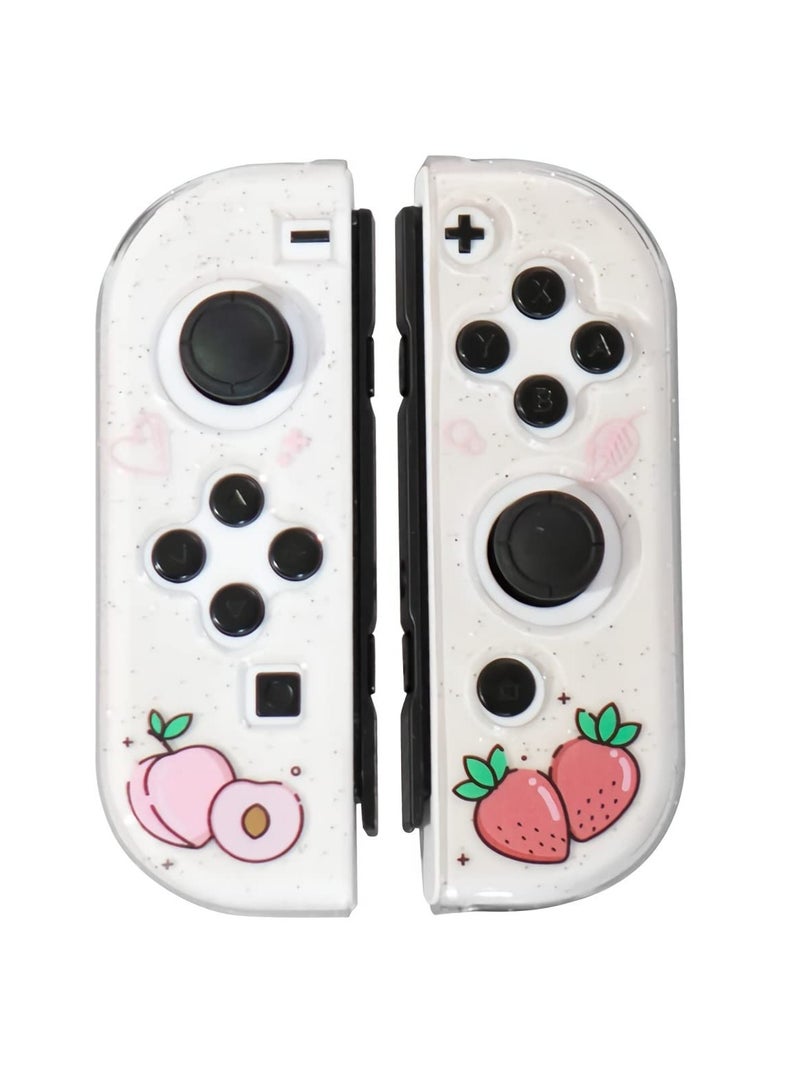 KASTWAVE Protective Case for Nintendo Switch OLED, Cute Peach Crystal Hard Shell TPU cover with shock-absorption Anti-Scratch Anti-Slip Skin Grip Cover (Peach) - Image 3